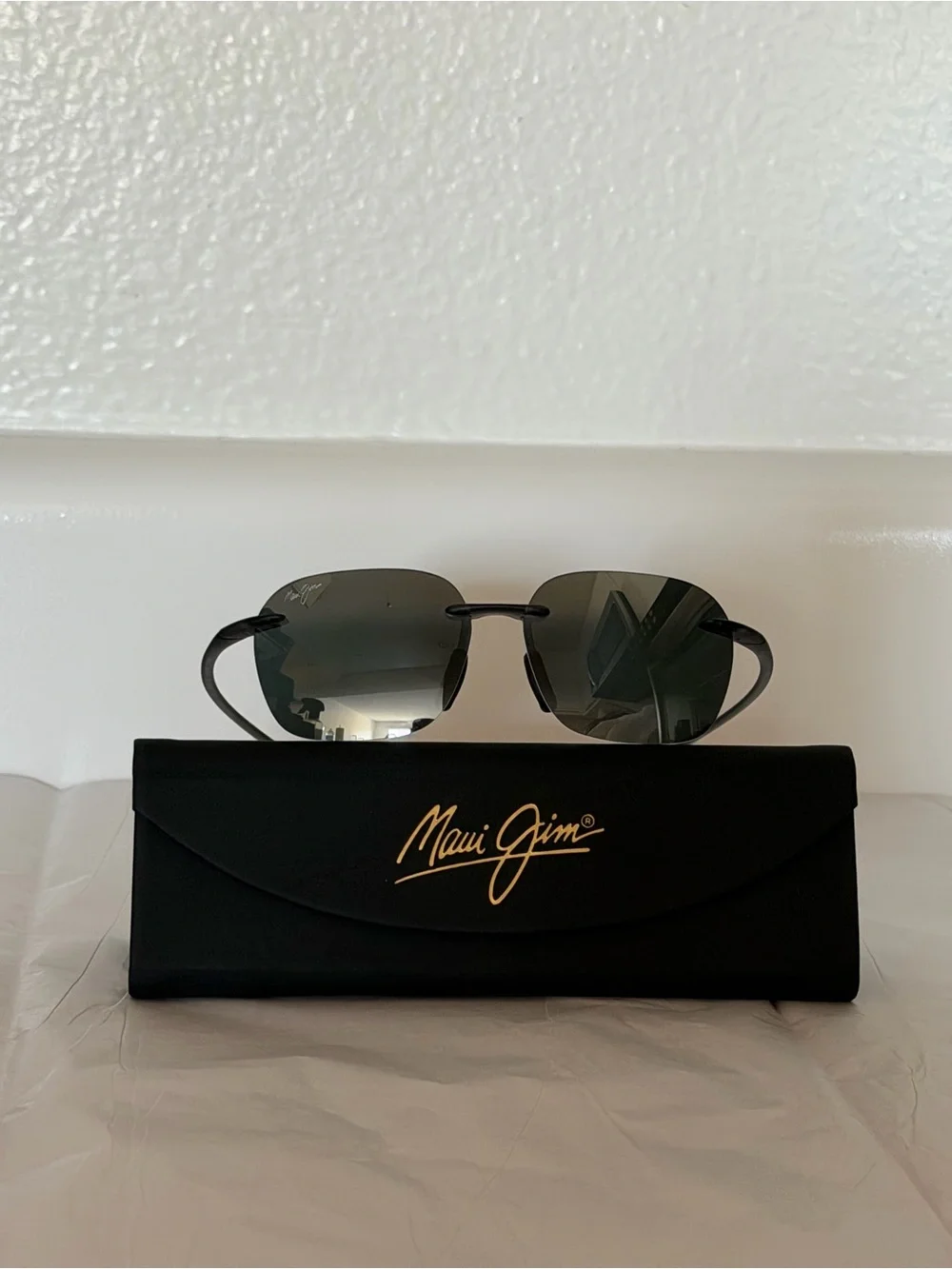 MAUI JIM KOMOHANA MJ446-11M Lightweight Black Rimless Sunglasses UNISEX Pristine